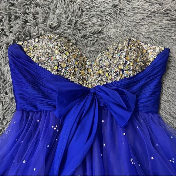 Sherri Hill Blue Mini Homecoming / Formal Dress Size 6 - Picture 2 of 10
